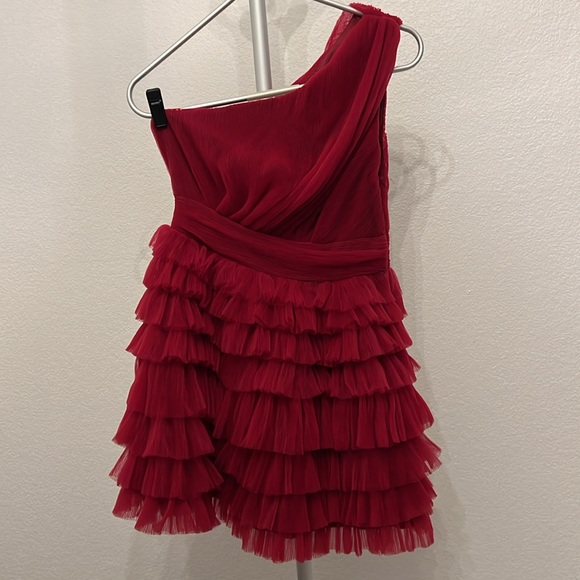 Endless Rose Tiered Tulle Mini Dress in Cherry Red - Picture 4 of 6